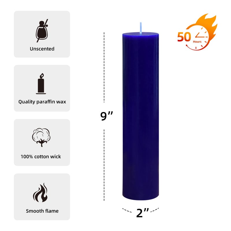 Jeco 2 x 9 Inch Blue Pillar Candle - Image 3